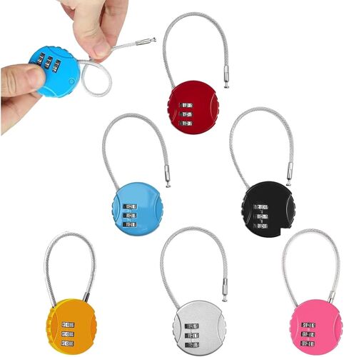Lot De 6 Cadenas À Bagages, Cadenas À Combinaison, 3 Chiffres, Cadenas À Bagages Avec Code Numérique Pour Voyage, Sacs À Dos, Valises De Vacances, 6 Couleurs