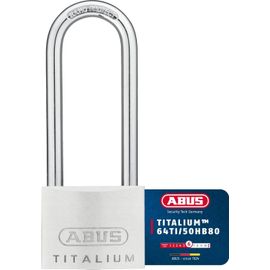 TEPPE-ABUS Titalium 64TI/50HB80 à anse haute - Cadenas de cave avec corps de serrure en aluminium spécial - anse en acier trempé - niveau de sécurité ABUS 6