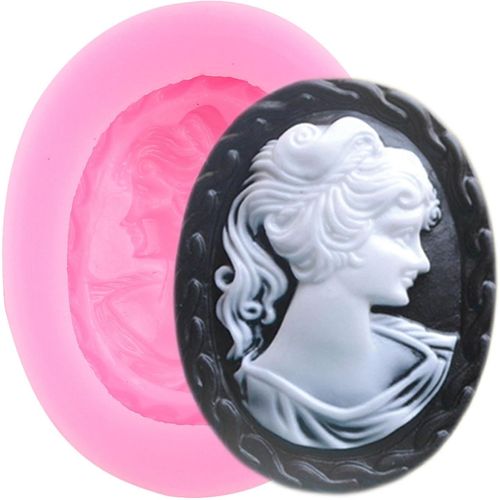 Ershi-Xmoldnms Lady Avatar Moules À Fondant Camée Avec Cadre Photo Moule En Silicone Pour Décoration De Gâteaux, Cupcakes, Bonbons[5425]