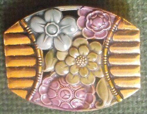 Broche Métal Émaillé Modern Style Décor Fleurs