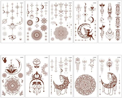10 Feuilles Tatouages Temporaires,Tatouage Ephemere Femme Pour Enfants Adultes Hommes Et Femmes Résistant Eau Et Sueur,Non Toxique 