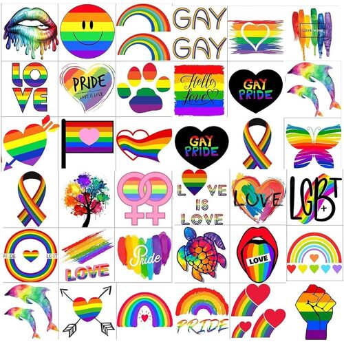 36 Faux Tatouages Temporaires Ephémères Stickers Autocollant Art Corporel Adultes Coquin Homo Lesbiennes Lgbt Gay Pride Tattoo Femme Homme Tatoo Sexe Hot Arc En Ciel 