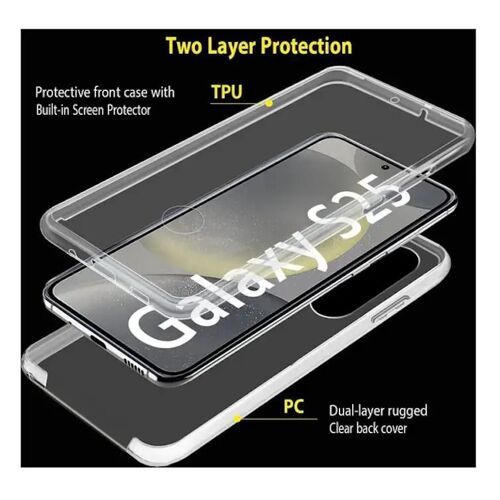 Coque Pour Samsung Galaxy S25 5g - Housse Etui Silicone Gel 360 Integrale + Verre Trempe - Transparent