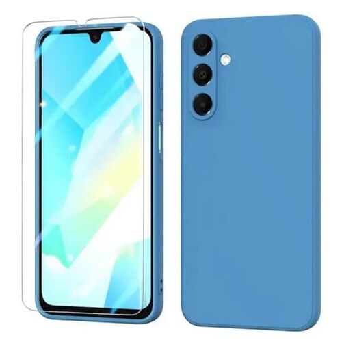 Coque Pour Samsung Galaxy A17 5g - Housse Etui Silicone Gel Fine + Film Ecran - Bleu Fonce