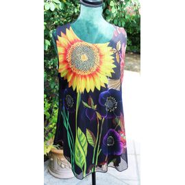 Neuve,Blouse Desigual Fleurie Sur Fond Noir,Doublèe.Taille Étiquetèe:L.