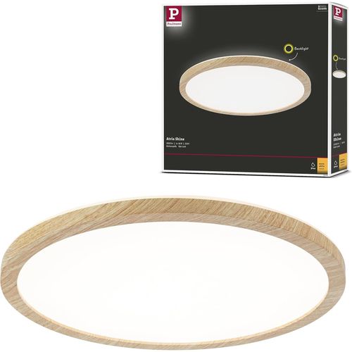 Hamiltion-71028 Panneau Led Atria Shine Plafonnier + Backlight Rond Ip44 16W 1600Lm 293Mm Esthétique Bois 3000K-Blanc Chaud Luminaire Bain, Matière Plastique, 16 W