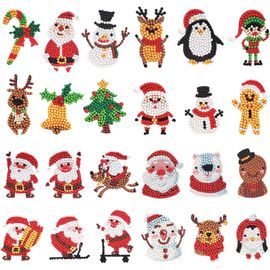 Kit De 24 Autocollants De Peinture En Diamants 5d, Thème Noël, Décoration Murale Et Objets Personnalisables, Résine Écologique Non Toxique, Idéal Pour Enfants À Partir De 6 Ans