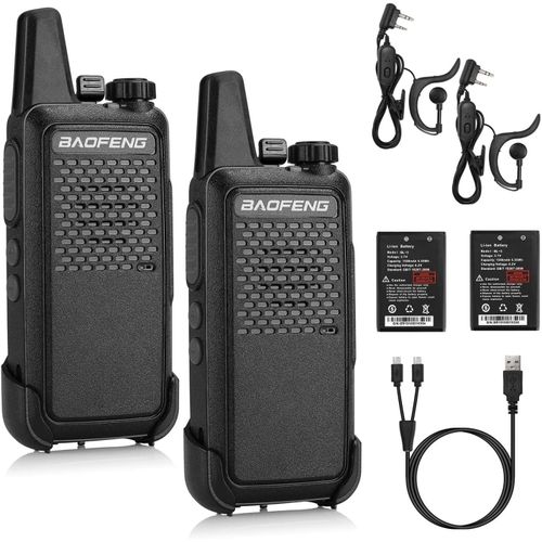 Gt-22 Pmr 446 Lot De 2 Talkies-Walkies Professionnels Sans Licence Jusqu'À 3 Km De Portée, 16 Canaux, Rechargeables Avec Casque