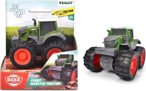 Dickie Toys - Tracteur Jouet Fendt Monster Truck 9cm Tracteur Enfant Avec Moteur Friction Quatre Roues Motrices Et Pneus Xxl Pour Enfants Partir De 3 Ans 203731000 Bicolore