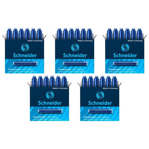 Schneider Lot De 5 Boîtes De 6 Cartouches D'encre Bleu Royal Effaçable