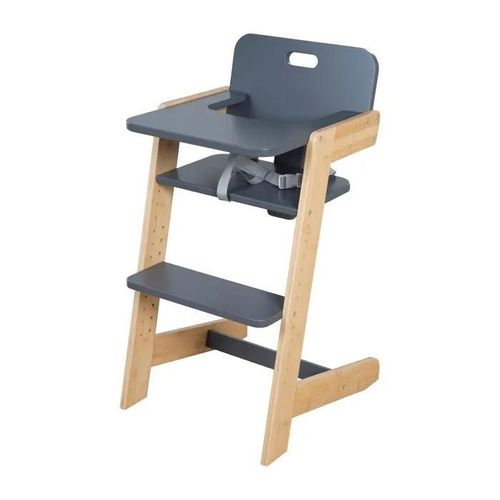 Chaise Haute Évolutive Roba Nature Up En Bambou Fsc® - Supporte 70 Kg - Plateau Repas Inclus - Anthracite / Naturel
