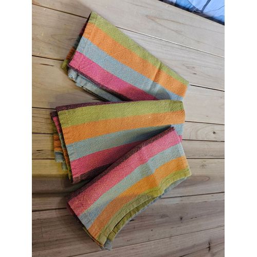 3 Serviettes De Tables Vintage Rayures