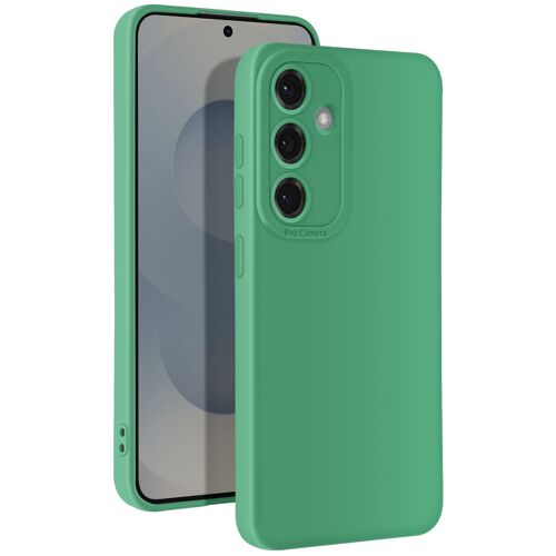 Coque pour Samsung Galaxy S25 Silicone Souple Bloc Caméra Protégé Vert