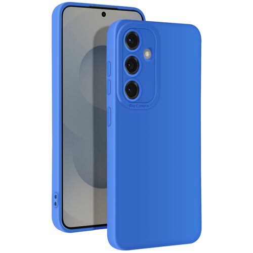 Coque pour Samsung Galaxy S25 Silicone Souple Bloc Caméra Protégé Bleu