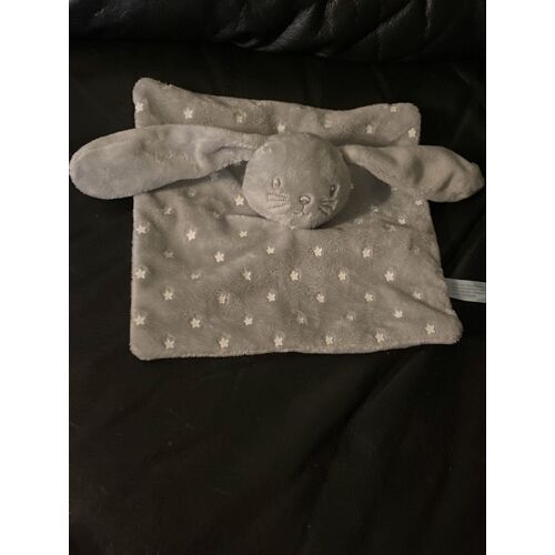 Doudou plat Lapin gris blanc étoiles luminescent PAT & RIPATON 20*20cm