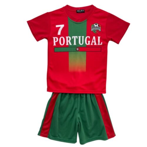 Ensemble Football Enfant - Inspiré Du Portugal - Maillot Et Short Rouge Vert (Taille 12 Ans,Couleur Rouge)