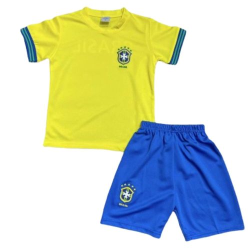 Ensemble De Football Enfant Maillot Et Short - Inspire Brésil - Taille 4 Au 14 Ans (Taille 4 Ans,Couleur Jaune)