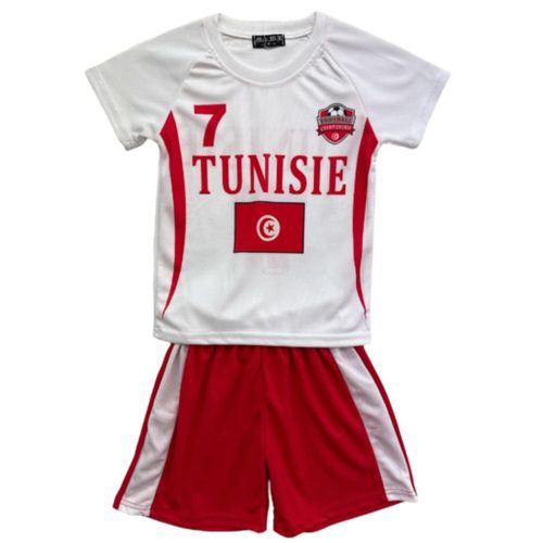 Ensemble Football Enfant - Maillot Et Short - Tunisie - Blanc - Taille 4 Au 14 Ans (Taille 12 Ans,Couleur Blanc)