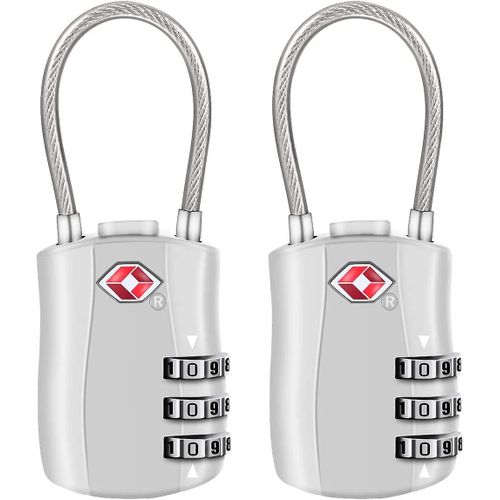 Cadenas à bagages 2 pièces, cadenas de sécurité à 3 chiffres, cadenas à combinaison, cadenas à combinaison pour sac à bagages