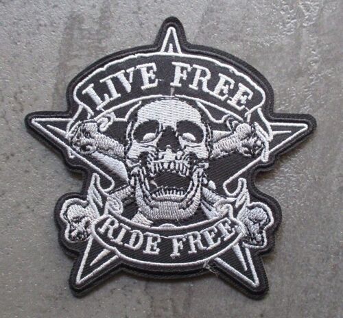 Patch-Live-Free-Ride-Free-Biker-Crane-Pirate-Etoile-Ecusson-Thermocollant-Motard