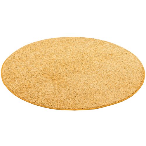 Snapstyle Mona Tapis À Poils Longs Rond Velours Curry 200x200 Cm