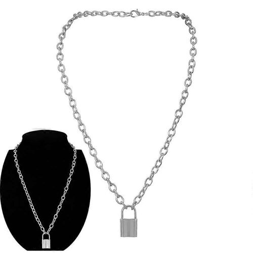 Collier Ras Du Cou En Alliage Avec Pendentif Cadenas Pour Femmes Et Hommes, Chaîne Épaisse, Style Punk Gothique, Argent