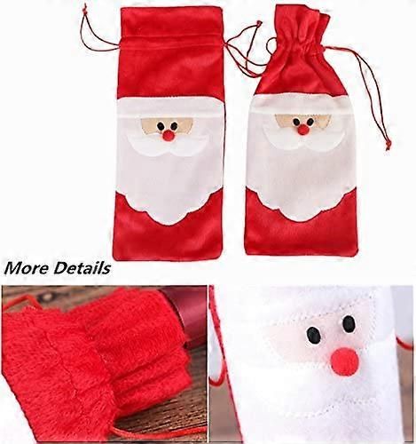 Lot de 2 housses de protection pour bouteille de vin Père Noël, décoration de table pour dîner de Noël