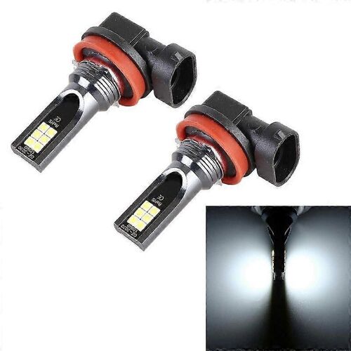Lot De 2 Phares Antibrouillard Led H11/H8 Dc12v-24v/12w Pour Voiture - Lumière Blanche