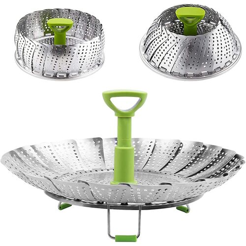 Panier Vapeur Pour Légumes, Cuiseur Vapeur Pliable En Acier Inoxydable Avec Poignée Centrale Amovible Extensible