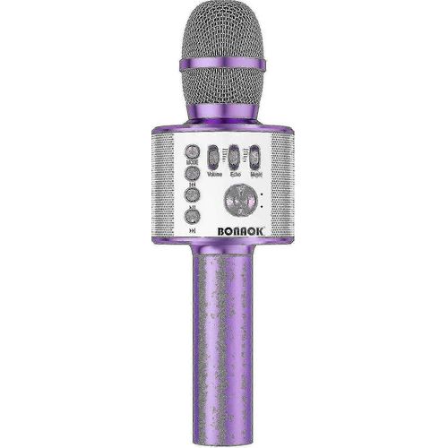 Microphone Karaoké Sans Fil Bluetooth Bonaok, 3 En 1, Portable, Portable, Compatible Avec Tous Les Smartphones, Idéal Pour Les Filles Et Les Adultes.