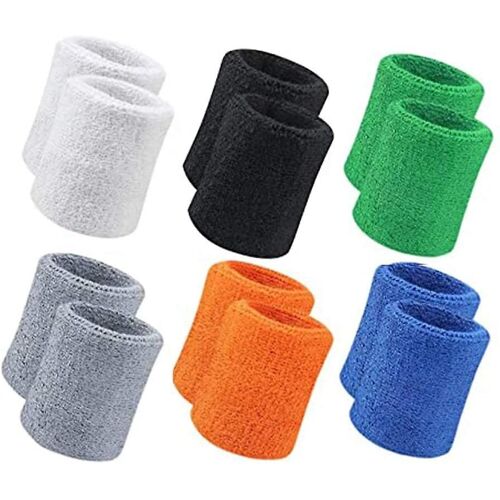 2025 - 12 Bracelets De Sport Absorbant La Transpiration En Pur Coton Pour Hommes Et Femmes