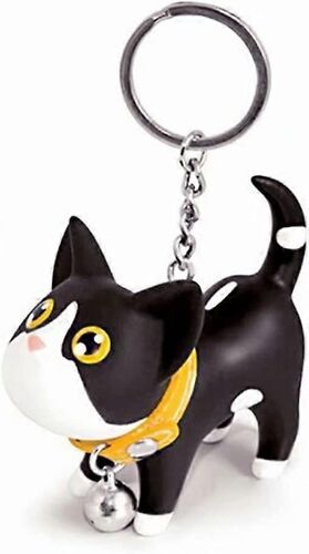 Porte-clés chat chaton Kawaii, adorable pendentif de sac, jouet pour enfants (noir et blanc)