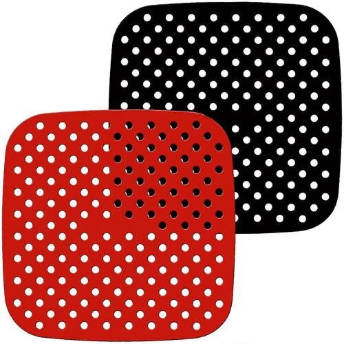 Lot de 2 tapis de panier réutilisables pour friteuse à air, carrés et antiadhésifs en silicone, accessoires pour friteuse à air