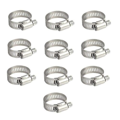Ensemble de 10 colliers de serrage réglables de 16 à 25 mm, antirouille (16-25 mm)