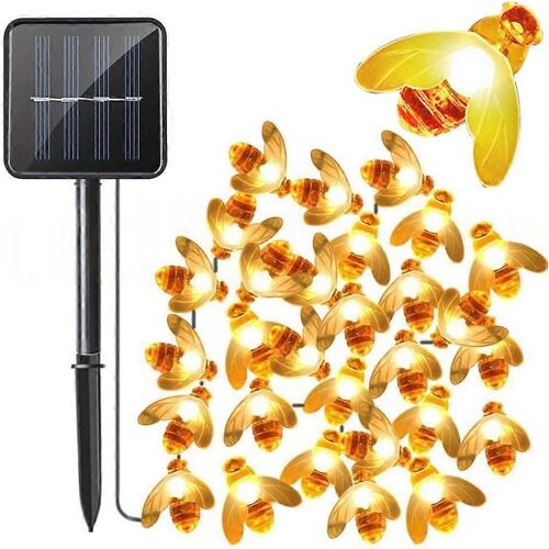 Guirlande Lumineuse Abeille, 6,5 M, 30 Led, Alimentée Par Énergie Solaire, Éclairage D'extérieur, Étanche, Motif Abeille