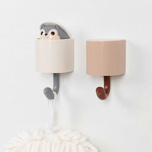 Lot de 2 crochets muraux créatifs en forme d'écureuil pour clés, crochets muraux mignons pour enfants à suspendre