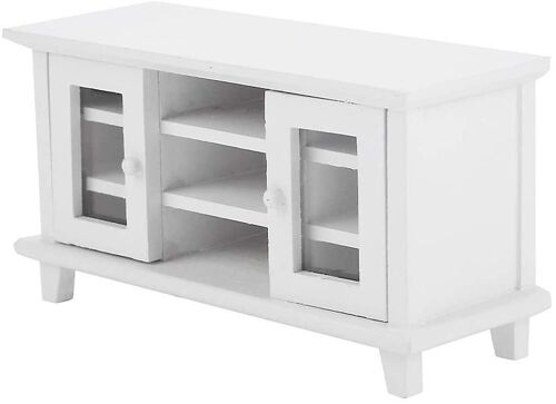 20251:12 Meuble TV en bois pour maison de poupée Mini meubles de salon pour maison de poupée Décoration de maison de poupée Orname