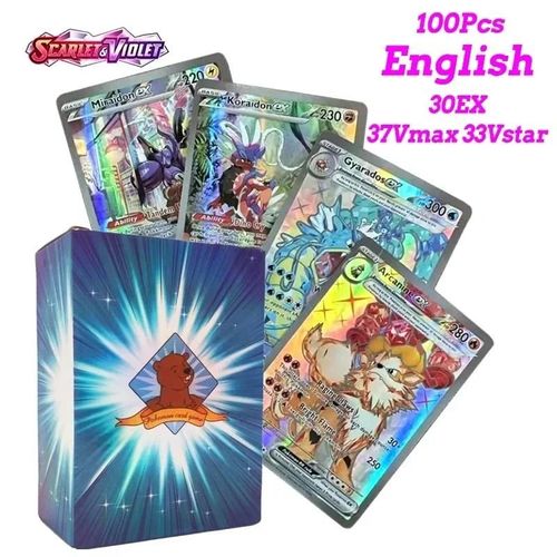 Kadel-20-100 Pièces Nouvelles Cartes Pokemon Anglais Français Espagnol Gx Mega Ex Tag Équipe Vstar Jeu Carte De Combat Offre Spéciale Carte De Collection Cadeau Pour Enfants,30ex 33vstar 37vmax,