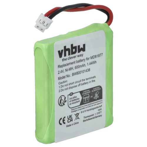 vhbw NiMH Batterie 600mAh (2.4V) combiné téléphonique, téléphone fixe 1&1 Multiphone by 1und1. Remplace: 5M702BMX, GP0827.