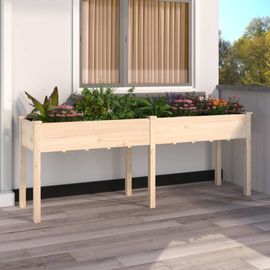Vidaxl Jardinière Avec Doublure 203x53x76 Cm Bois Massif De Sapin