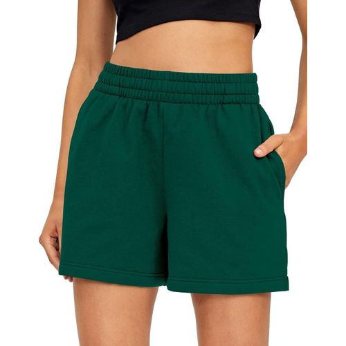 Polki-Short D'été Pour Femme - En Coton - Short De Sport Décontracté - Court - Short De Sport - Taille Haute - Pour La Gym, Le Fitness, La Course À Pied - Avec Poches