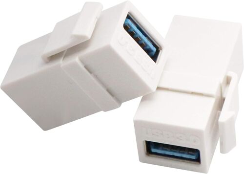 Usb Keystone Adaptateur,Usb 3.0 A Femelle À Femelle Pr Keystone Adaptateur Transmission Données Connecteur Pour Panneau De Sortie De Plaque Murale (Blanc/2 Pack)[X3601]