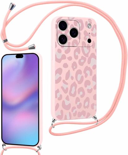 TRAHOO-Coque pour iPhone 17 Pro Max avec Cordon de Collier, Aesthetic Léopard Motif Étui Housse Réglable Lanyard Corde, Souple Silicone TPU Antichoc Case pour iPhone 17 Pro Max 6,9"", Léopard 1