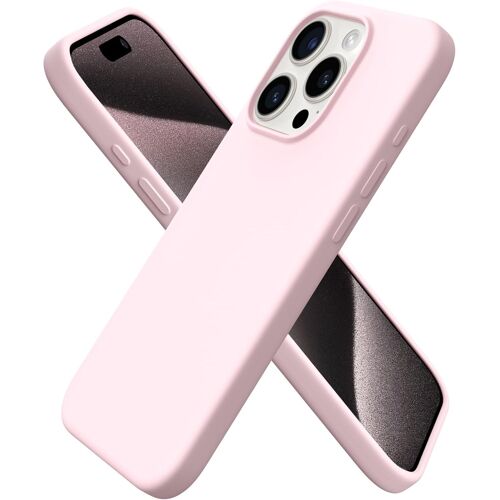 LORANKA-Coque pour iPhone 15 Pro (6,1"") - en Silicone Liquide, Protection Antichoc Complète, Intérieur Doux en Microfibre - Rose