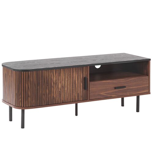 Meuble Tv Effet Bois Foncé / Noir Jose