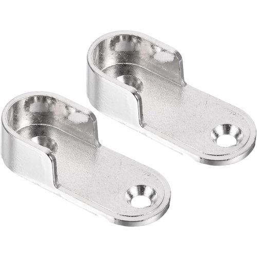 POLKI-Ovale Armoire suspensions Barre Tige Fin Equerre Support x 2pcs Mur Monté Vêtements Mât Étagère pour Douche Rideau, [Argent]
