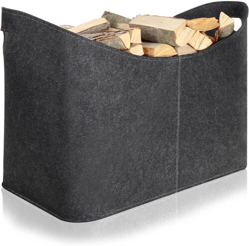 Sjzg-® Sac En Feutre Xxl Pour Le Shopping, Les Journaux, Le Papier, Les Jouets, Les Pique-Niques Ou La Plage, Robuste En Feutre Épais, Pour Le Bois De Chauffage (01 Pièce Anthracite 54x30cm)