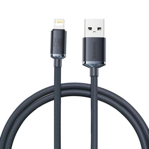 Câble Usb Baseus Pour Iphone 14 13 12 11 Pro Max Xr 8 Plus 2.4A Cordon De Chargeur De Charge Rapide Pour Câble De Données Ipad Pro 1.2-2M.Black.1.2M