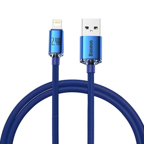 Câble Usb Baseus Pour Iphone 14 13 12 11 Pro Max Xr 8 Plus 2.4A Cordon De Chargeur De Charge Rapide Pour Câble De Données Ipad Pro 1.2-2M.Blue.1.2M
