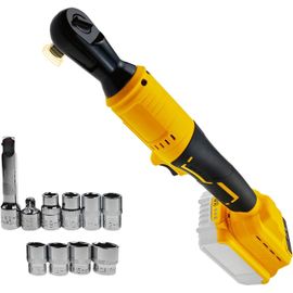 Clé à cliquet étendue sans fil de 0,9 cm avec lumière LED, cliquet électrique de 80 N.m, compatible avec Dewalt 18 V 20 V, kit de tournevis à cliquet avec 8 douilles, adaptateur 6,35 mm, barre